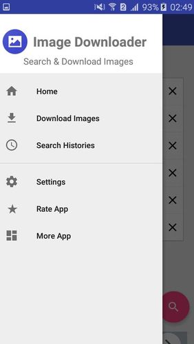 Screenshots of Image downloader program for Android phone or tablet.