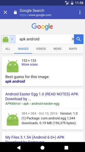 Screenshots des Programms Image search für Android-Smartphones oder Tablets.