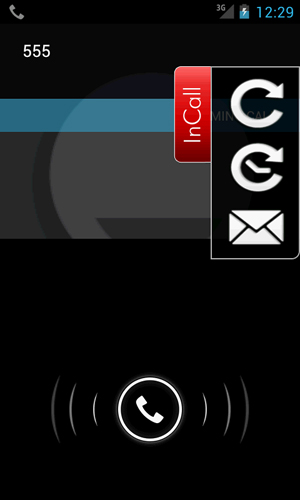 Screenshots of In call program for Android phone or tablet.