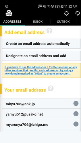 Descargar gratis Instant email address - Multipurpose free email para Android. Programas para teléfonos y tabletas.