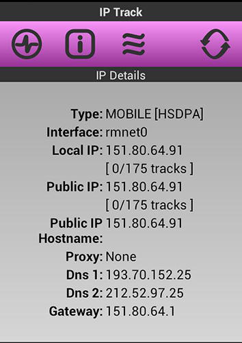 Laden Sie kostenlos IP Track für Android Herunter. Programme für Smartphones und Tablets.