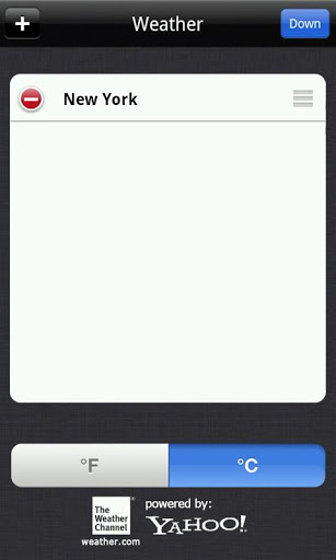Скріншот програми iPhone weather на Андроїд телефон або планшет.
