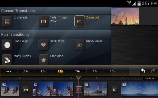 Les captures d'écran du programme Kine Master pour le portable ou la tablette Android.
