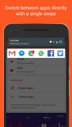 Screenshots des Programms Launchify - Quick app shortcuts für Android-Smartphones oder Tablets.