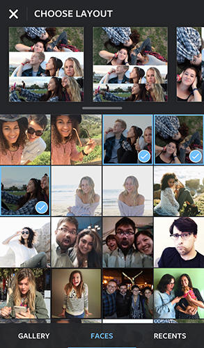 Les captures d'écran du programme Layout from Instagram pour le portable ou la tablette Android.