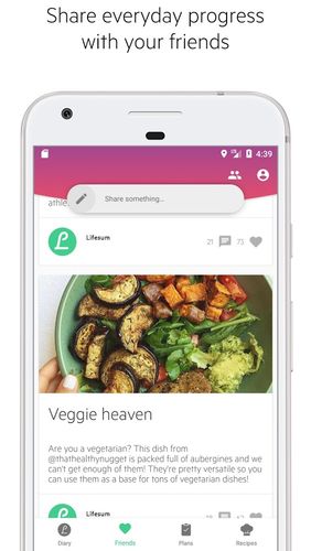Capturas de tela do programa Lifesum: Healthy lifestyle, diet & meal planner em celular ou tablete Android.