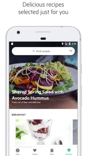 Les captures d'écran du programme Lifesum: Healthy lifestyle, diet & meal planner pour le portable ou la tablette Android.