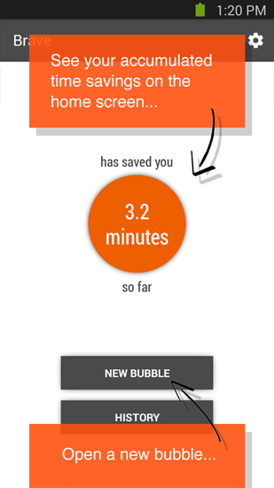 Screenshots des Programms Link Bubble für Android-Smartphones oder Tablets.