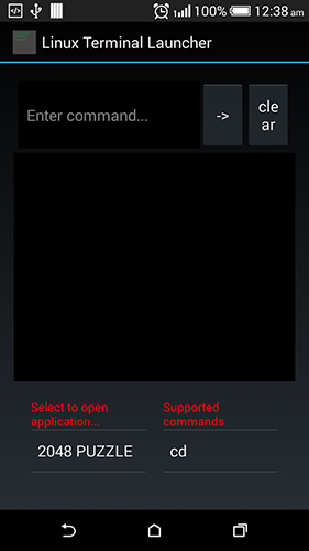 Скріншот програми Linux terminal launcher на Андроїд телефон або планшет.
