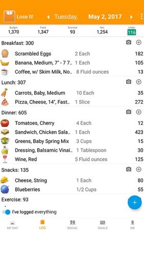 Les captures d'écran du programme Lose it! - Calorie counter pour le portable ou la tablette Android.