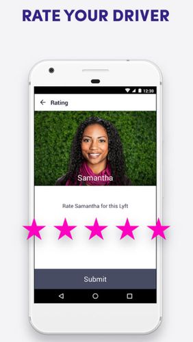 Screenshots of Lyft program for Android phone or tablet.