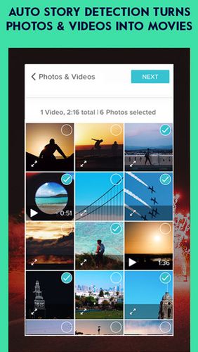 Screenshots of Magisto Video editor & maker program for Android phone or tablet.