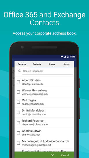 Capturas de tela do programa Mail App: Aqua em celular ou tablete Android.