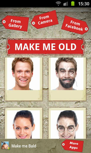 Screenshots of Make me Old program for Android phone or tablet.