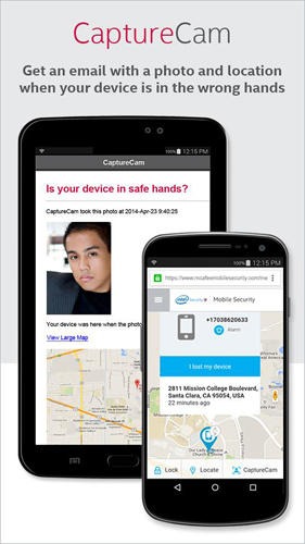 アンドロイド用のアプリMcAfee: Mobile security 。タブレットや携帯電話用のプログラムを無料でダウンロード。