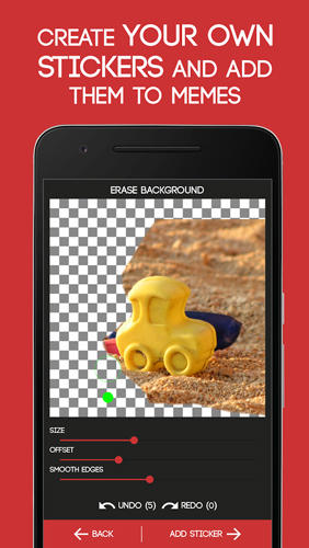 Capturas de pantalla del programa Meme Generator para teléfono o tableta Android.