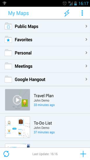 Скріншот додатки MindMeister для Андроїд. Робочий процес.