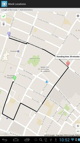 Les captures d'écran du programme Mock locations - Fake GPS path pour le portable ou la tablette Android.