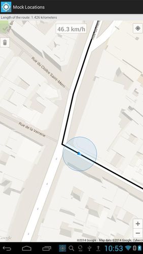 Capturas de tela do programa Mock locations - Fake GPS path em celular ou tablete Android.