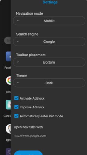 Screenshots des Programms Puffin Browser für Android-Smartphones oder Tablets.
