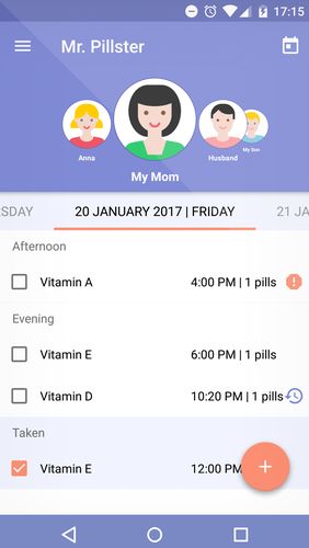 Mr. Pillster: Pill box & pill reminder tracker app for Android, download programs for phones and tablets for free.