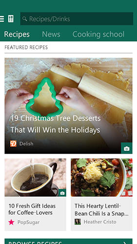 Les captures d'écran du programme MSN Food: Recipes pour le portable ou la tablette Android.
