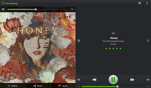 Screenshots des Programms Da: Music Player für Android-Smartphones oder Tablets.