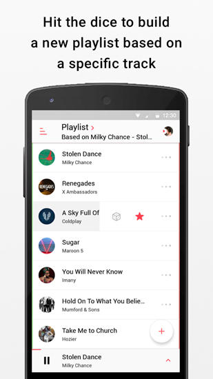 Screenshots des Programms Musicsense: Music Streaming für Android-Smartphones oder Tablets.