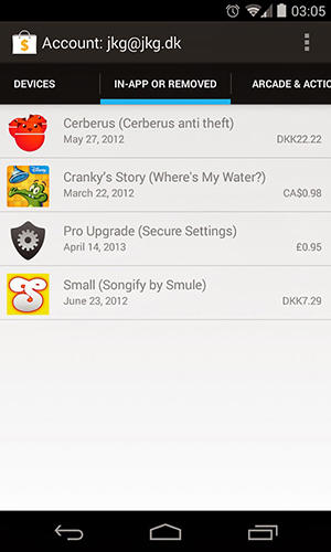 Screenshots des Programms My paid app für Android-Smartphones oder Tablets.