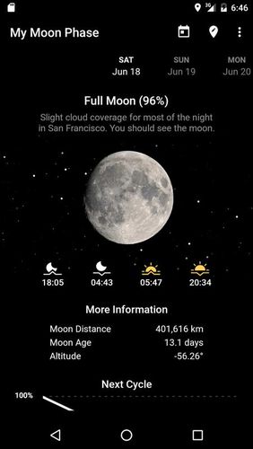 Télécharger gratuitement My moon phase - Lunar calendar & Full moon phases pour Android. Programmes sur les portables et les tablettes.