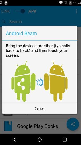 Capturas de tela do programa MyAppSharer em celular ou tablete Android.