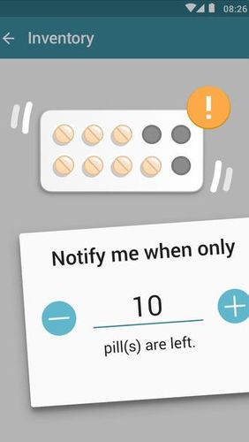 Capturas de pantalla del programa MyTherapy: Medication reminder & Pill tracker para teléfono o tableta Android.
