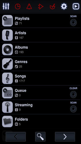 Les captures d'écran du programme Neutron: Music Player pour le portable ou la tablette Android.
