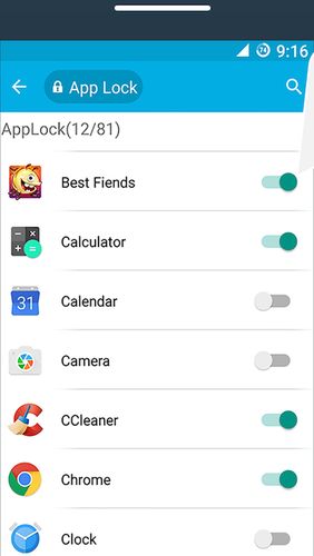 Screenshots des Programms NEV Privacy - Files cleaner, AppLock & vault für Android-Smartphones oder Tablets.