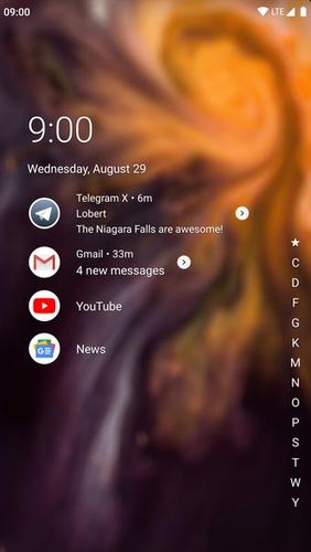 Capturas de tela do programa Niagara launcher: Fresh & clean em celular ou tablete Android.