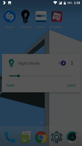 Screenshots of Night mode program for Android phone or tablet.