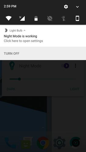 Les captures d'écran du programme Night mode pour le portable ou la tablette Android.