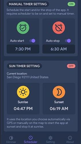 Aplicación Night owl - Screen dimmer & night mode para Android, descargar gratis programas para tabletas y teléfonos.