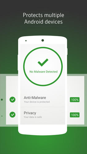 Les captures d'écran du programme Norton Security: Antivirus pour le portable ou la tablette Android.