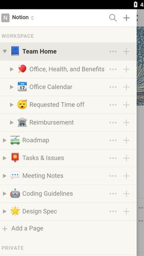 Capturas de pantalla del programa Notion - Notes, tasks, wikis para teléfono o tableta Android.