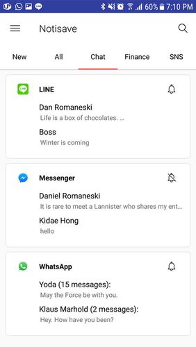 Screenshots of Notisave - Save notifications program for Android phone or tablet.