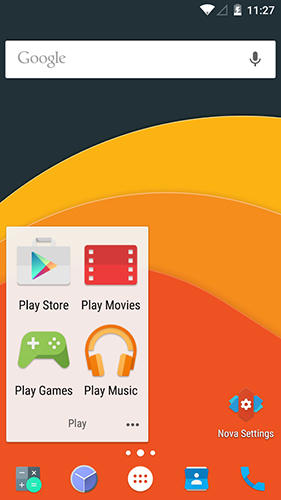 Screenshots of Nova Launcher program for Android phone or tablet.