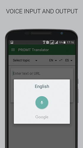 Screenshots of Google translate program for Android phone or tablet.