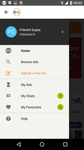 Screenshots of OLX.ua program for Android phone or tablet.