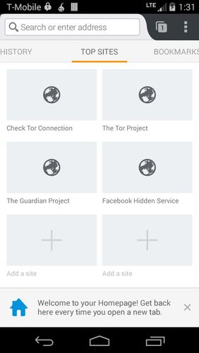 Die App Orfox für Android, Laden Sie kostenlos Programme für Smartphones und Tablets herunter.