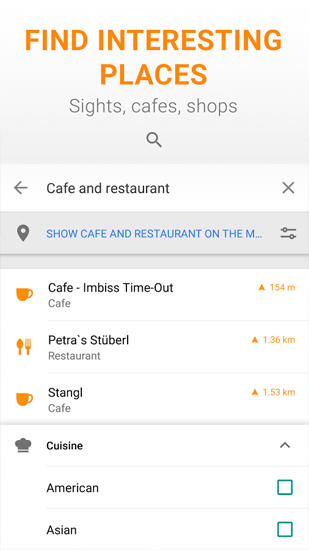 Screenshots des Programms Osmand: Maps and Navigation für Android-Smartphones oder Tablets.