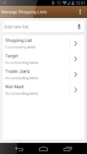 Capturas de tela do programa Out of milk - Grocery shopping list em celular ou tablete Android.