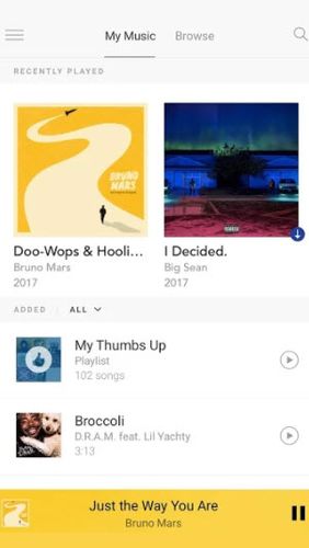 Les captures d'écran du programme Pandora music pour le portable ou la tablette Android.