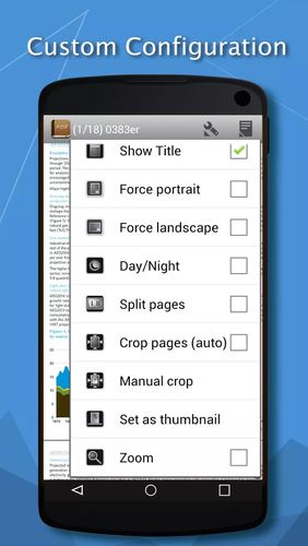 Screenshots of PDF Reader program for Android phone or tablet.