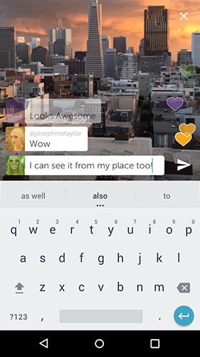 Screenshots des Programms Periscope für Android-Smartphones oder Tablets.